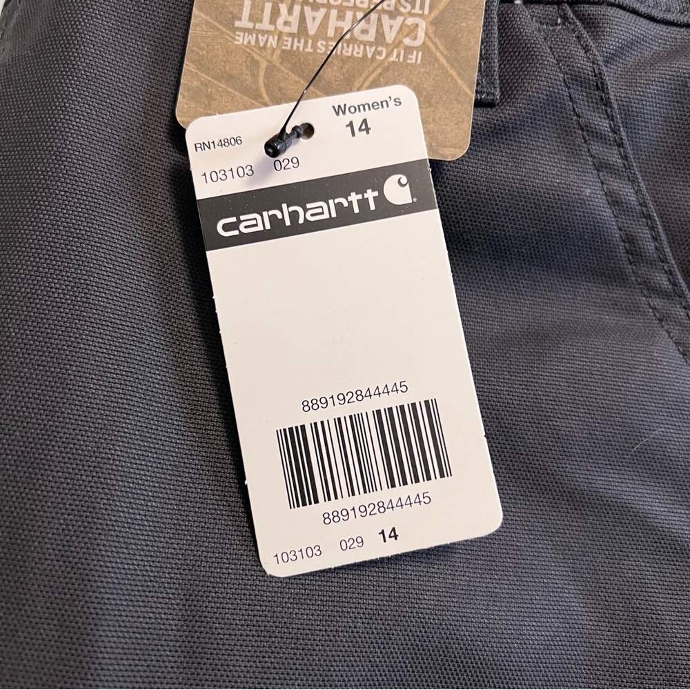Carhartt Women’s Dark Gray Flat Front Shorts Size 14 - Picture 9 of 9